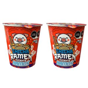 Chicha Ramen Ramos Noodles Con Chicharrón De Cerdo Picante 2pz