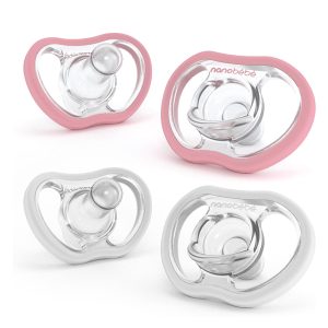 Chupon Flexy Nanobebe 0-3m 4pz Rosa Blanco